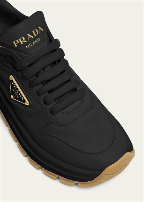 prada leather logo runner sneakers|prada shoes sneakers women's.